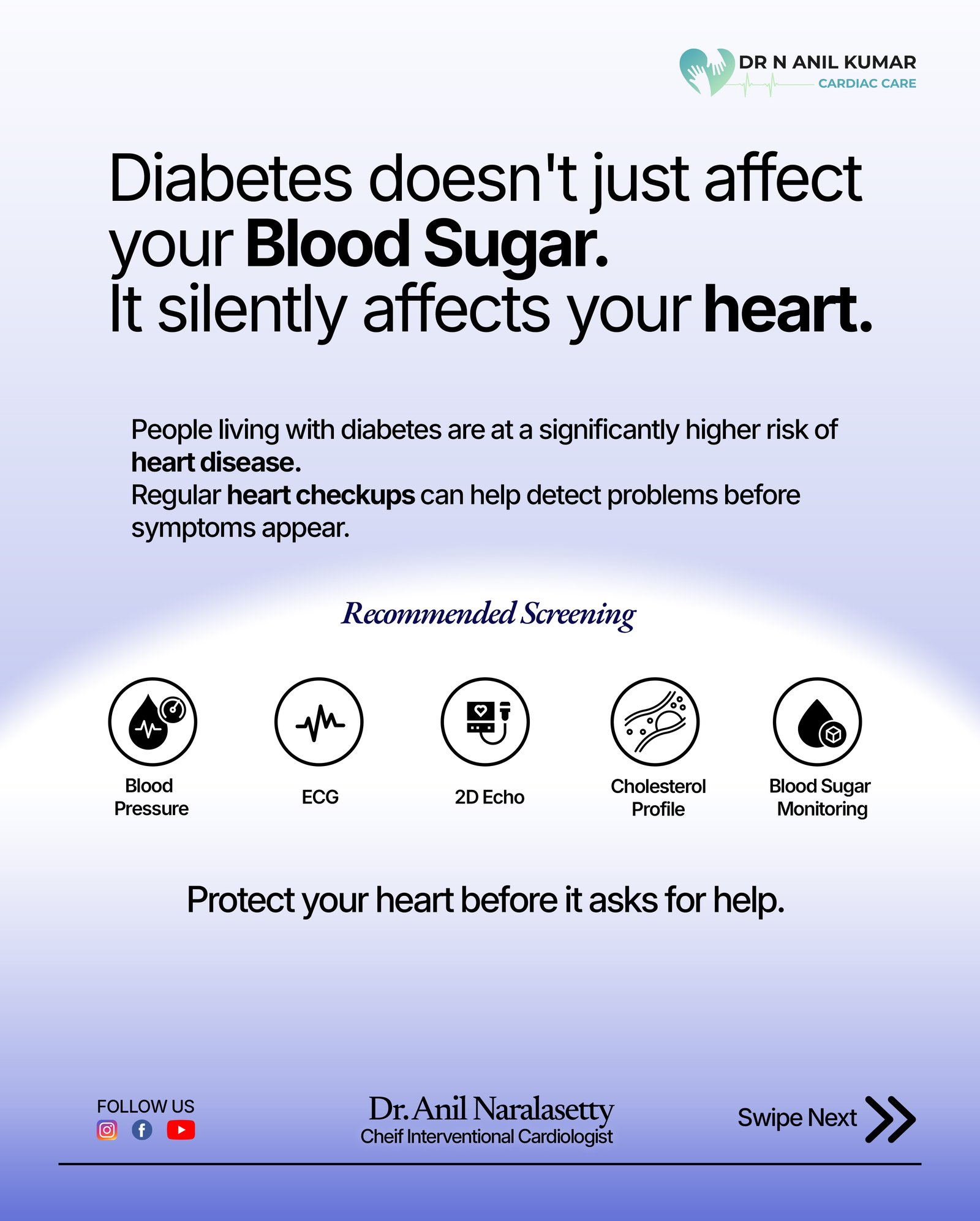 Why Diabetics Need Heart Checkups - Educational Health Flyer by Dr. Anil Kumar Naralasetty